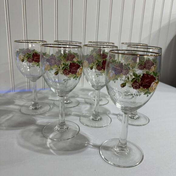 Lot Of 8 ROYAL ALBERT Old Country Roses All Purpose GOBLET Wine Glass Excellent - Picture 5 of 7